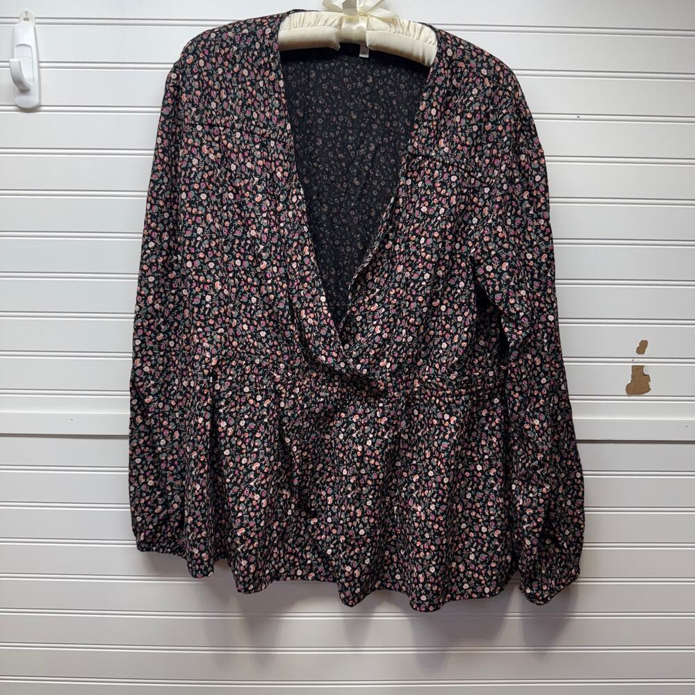 Mauriceโs Long Sleeve Boho Deep V-neck Babydoll Style Top/Blouse Size XL